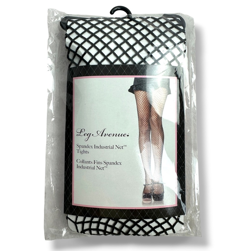 Leg Avenue Industrial Net Tights Womens One Size Black Fishnet Spandex 9003